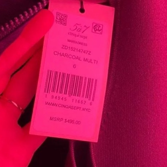 CINQ A SEPT PATCHWORK MAXI/MIDI DRESS SZ6 - Picture 6 of 7